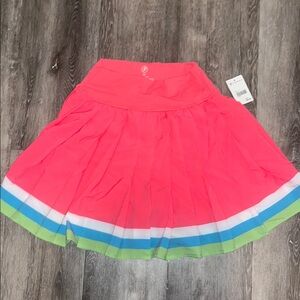 Versona Vibrant Pink Skirt with Multicolor Hem